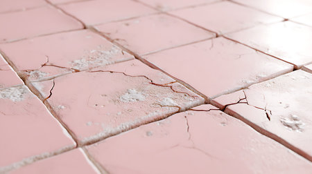 Cracked ceramic tile background, close-up of ceramic tiles.の素材