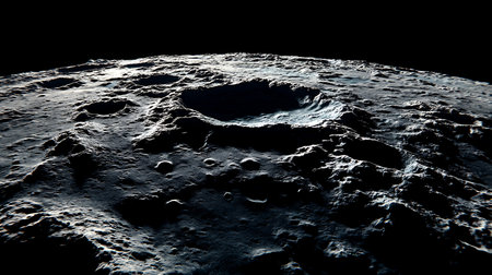 Moon at night as seen from space on planet Earth. 3D illustration.の素材