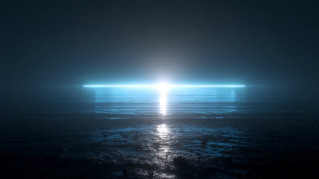 abstract scene of the sun in the sea with lens flare effectの素材