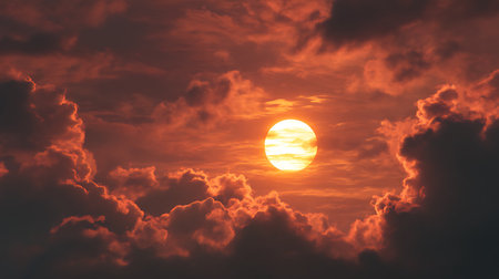 Sunset sky with cloud and sun - vintage effect style pictures.の素材