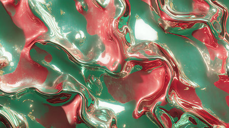 Abstract background of red and green liquid. 3d rendering, 3d illustration.の素材