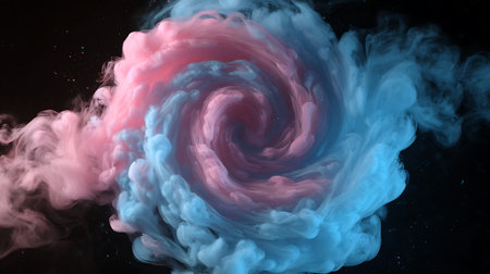 Blue and pink smoke on black background. Fantasy fractal design. Digital art. 3D rendering.の素材