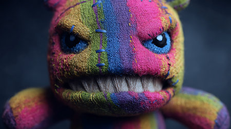 Voodoo doll close up. Selective focus on the doll's face.の素材