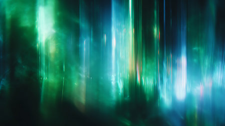 abstract background with green and blue bokeh defocused lightsの素材