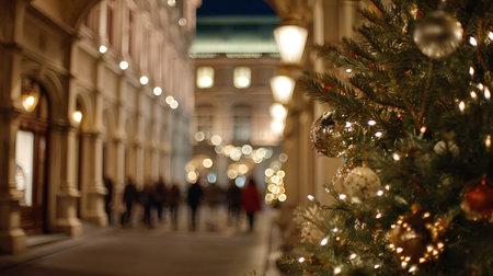 Christmas tree in the center of the old town of Riga, Latviaの素材