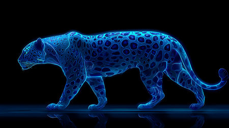 3d rendered illustration of a cheetah on black background.の素材