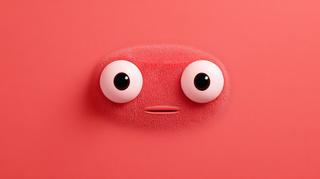 Funny red emoticon on a red background, 3d renderingの素材
