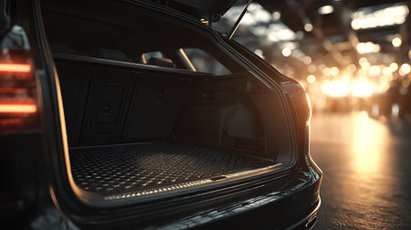 Close up of car trunk. Rear view. 3D Renderingの素材