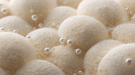 close-up of white sugar balls with water droplets on itの素材