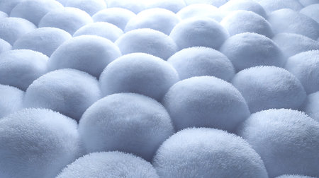 Close-up of white fluffy balls. Abstract background and texture for design.の素材