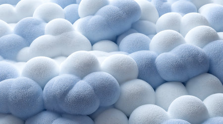 Close-up of blue and white plastic balls as a background.の素材