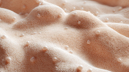 Close up of the texture of beige bath sponge. Macro.の素材