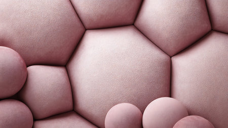 3d rendering of a pink leather sofa with pink balls in itの素材