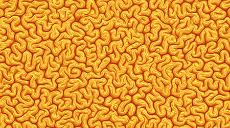 3d rendering of a human brain in yellow color, seamless backgroundの素材
