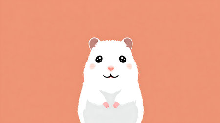 White hamster on orange background with copy space. Vector illustration.の素材