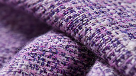 Close up of a woolen fabric with a pattern in purple.の素材