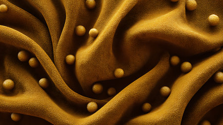 Golden fabric with beads close-up. Abstract background and texture for design.の素材