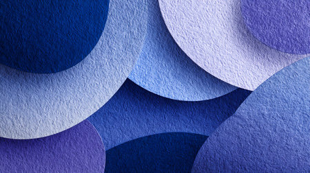 Abstract blue background with paper cut circles. Minimalist design.の素材