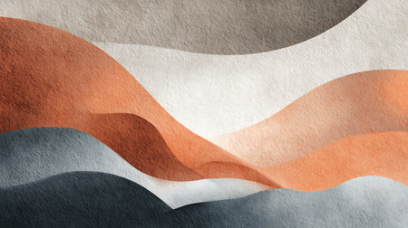 Abstract watercolor background. Orange, blue and brown waves on paper.の素材
