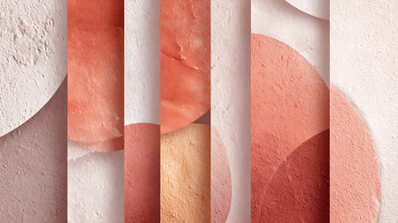 Abstract background made of pastel colored textured paper strips with shadowの素材