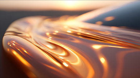 3d rendering of abstract background with golden waves and sunbeamsの素材