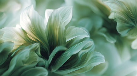 Beautiful abstract background of green and white flower petals. Soft focusの素材