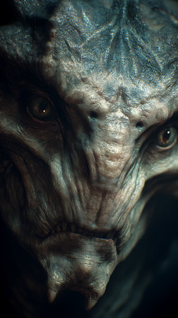 Close-up portrait of a chimpanzee in the dark. Macro.の素材