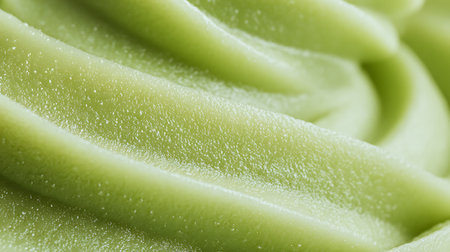 Close up of green ice cream texture background. Macro image with shallow depth of field.の素材