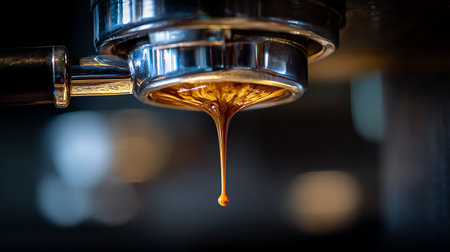 Coffee dripping from coffee machine. Shallow depth of fieldの素材