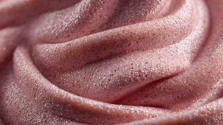 Close up of pink raspberry ice cream texture background. Macro shot.の素材