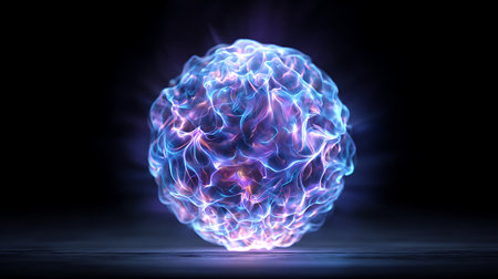 3D Illustration of a Glowing Sphere or Sphere, Abstract Backgroundの素材