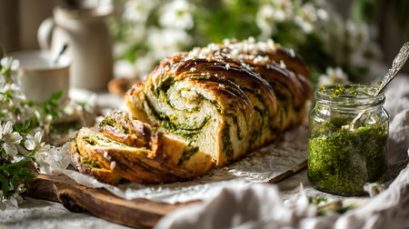 Spinach strudel with ricotta and pistachiosの素材