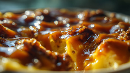 Close up of a caramelized apple tart. Selective focus.の素材