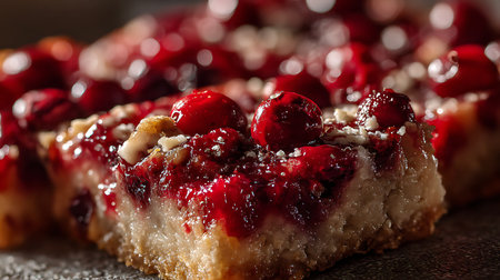 close up of a rustic cranberry pie on a rustic backgroundの素材