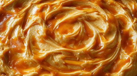 closeup of caramel sauce in a bowl, can be used as backgroundの素材