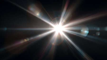 star with lens flare and bokeh effect made in 3d softwareの素材