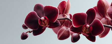 Beautiful red orchid flowers on white background, close-upの素材