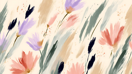 Seamless pattern with wild flowers. Hand drawn watercolor illustration.の素材