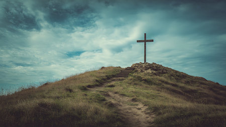 Cross on the top of hill. Cross on the top of hill.の素材