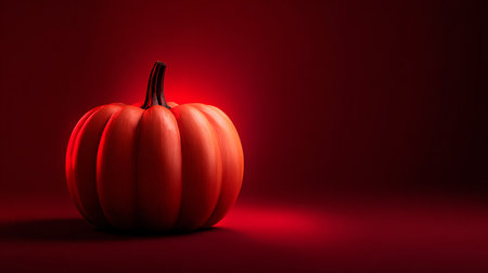 pumpkin on a red background, halloween, 3d renderの素材