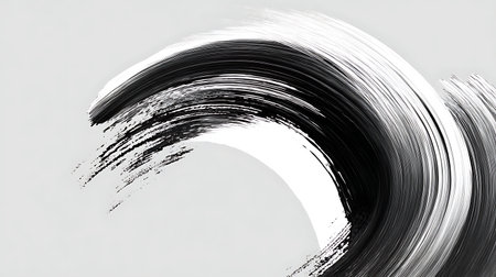 Abstract black brush stroke on white background. Monochrome design element.の素材