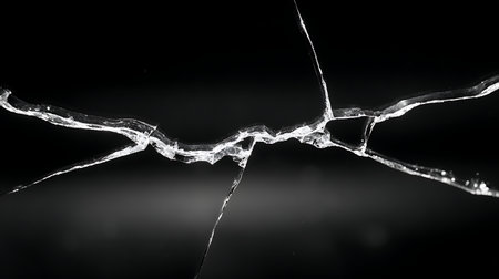 broken glass on a black background. close-up of broken glassの素材