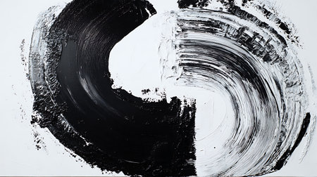 black paint brush stroke on white background, abstract acrylic painting on canvasの素材