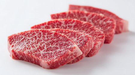 raw fresh beef sirloin on a white background, closeupの素材