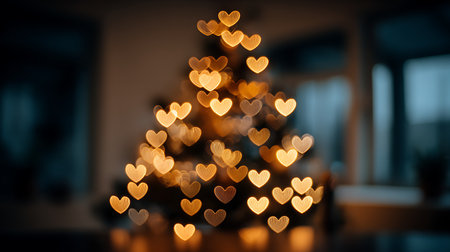 Blurred heart bokeh background. Valentines day background.の素材