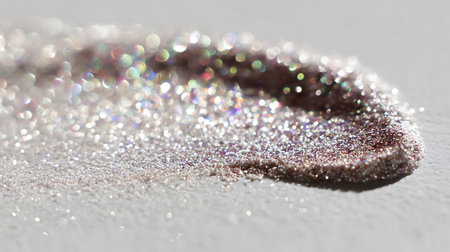 Beautiful makeup samples on a white background. Macro photo of glitter particles.の素材