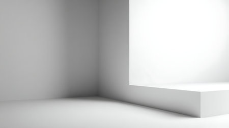 Empty white room with light from the window, 3d render illustrationの素材