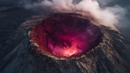 Volcanic eruption in the crater of Mount Bromo, Java, Indonesiaの素材