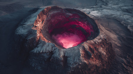 Volcanic crater in Hawaii Volcanoes National Park. Aerial viewの素材
