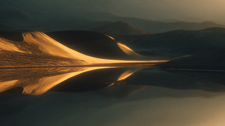 Sunset over dunes in Death Valley National Park, California, USAの素材